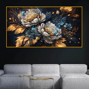 Luxury Floral Crystal Glass Decorative Wall Painting