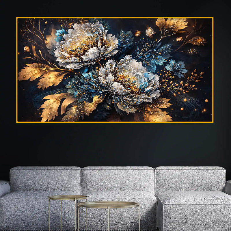 Luxury Floral Crystal Glass Decorative Wall Painting