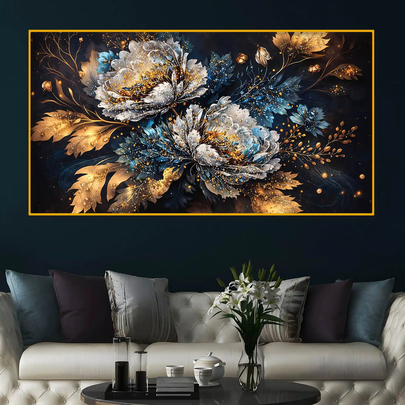 Luxury Floral Crystal Glass Decorative Wall Painting