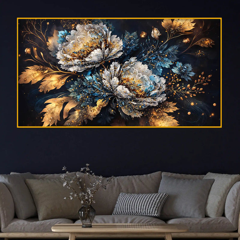 Luxury Floral Crystal Glass Decorative Wall Painting