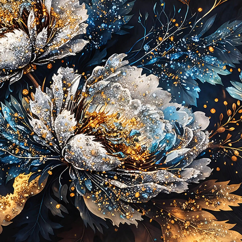 Luxury Floral Crystal Glass Decorative Wall Painting