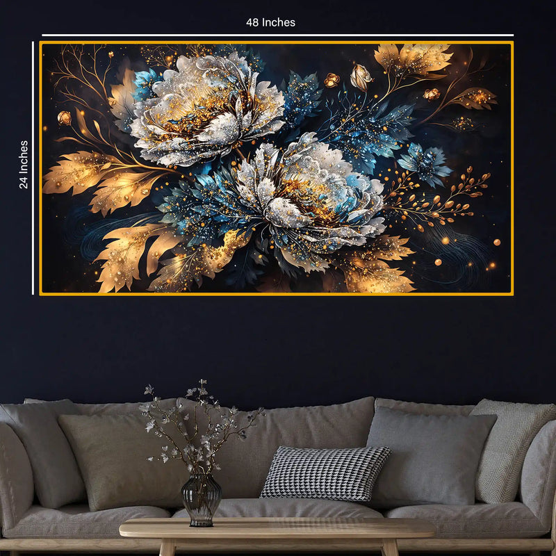Luxury Floral Crystal Glass Decorative Wall Painting