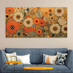 Luxury Floral Garden Warm Orange Meadow Botanical Canvas Wall Painting