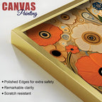 Luxury Floral Garden Warm Orange Meadow Botanical Canvas Wall Painting