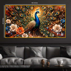 Luxury Floral Peacock Crystal Glass Wall Painting for Office & Home Decor