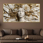 Luxury Floral Portrait 3D Canvas Wall Painting
