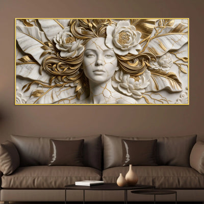 Luxury Floral Portrait 3D Canvas Wall Painting
