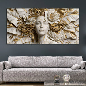 Luxury Floral Portrait 3D Canvas Wall Painting