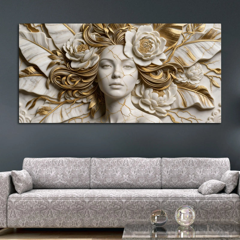 Luxury Floral Portrait 3D Canvas Wall Painting