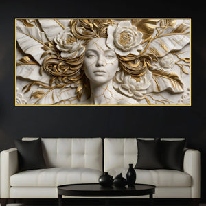 Luxury Floral Portrait 3D Canvas Wall Painting
