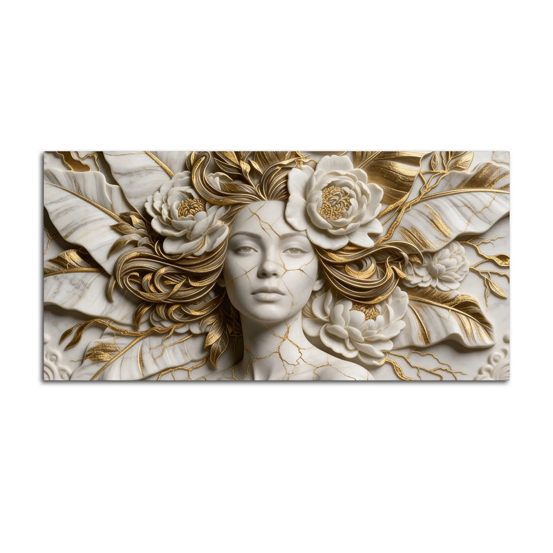 Luxury Floral Portrait 3D Canvas Wall Painting