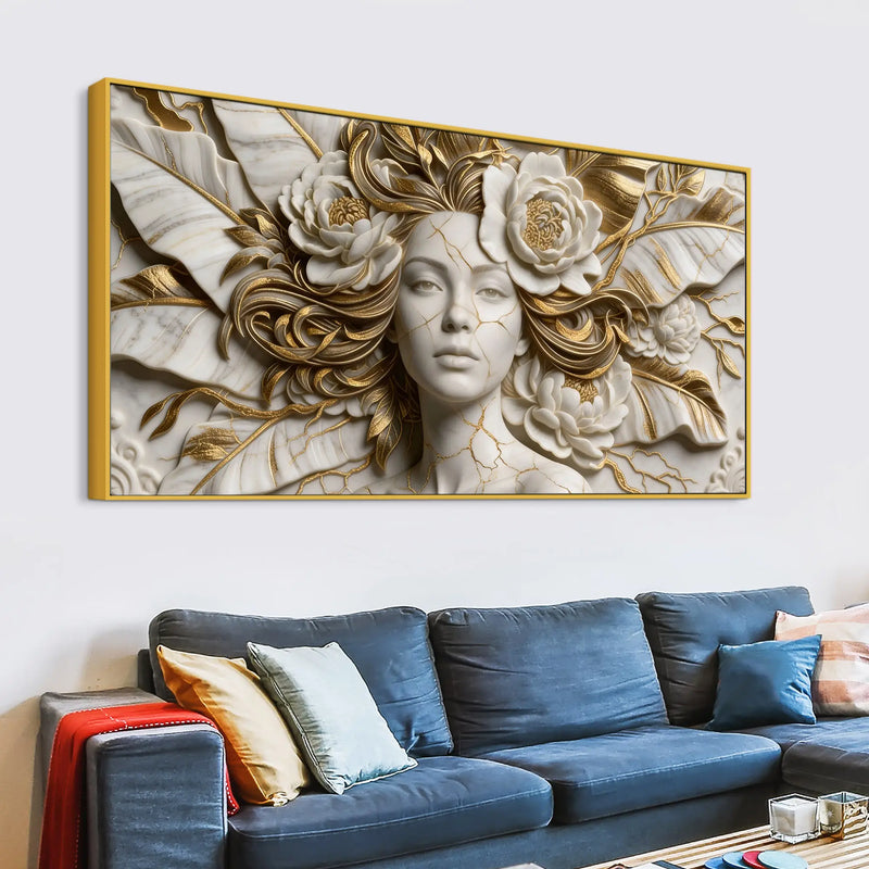 Luxury Floral Portrait 3D Canvas Wall Painting