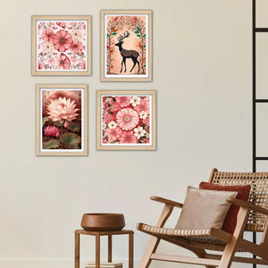 Luxury Floral Wall Art Frame Set of 4 for Wall Décor