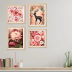 Luxury Floral Wall Art Frame Set of 4 for Wall Décor