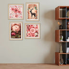 Luxury Floral Wall Art Frame Set of 4 for Wall Décor