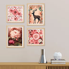 Luxury Floral Wall Art Frame Set of 4 for Wall Décor
