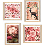 Luxury Floral Wall Art Frame Set of 4 for Wall Décor