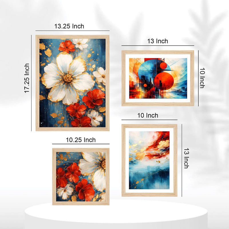 Luxury Floral Wall Frame Set of Four