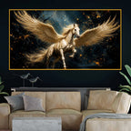 Luxury Flying Pegasus Floating Frame Crystal Wall Painting