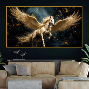 Luxury Flying Pegasus Floating Frame Crystal Wall Painting
