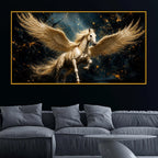 Luxury Flying Pegasus Floating Frame Crystal Wall Painting