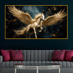 Luxury Flying Pegasus Floating Frame Crystal Wall Painting