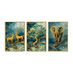 Luxury Forest Animal Canvas Wall Art Painting Set of Three for Home Decor