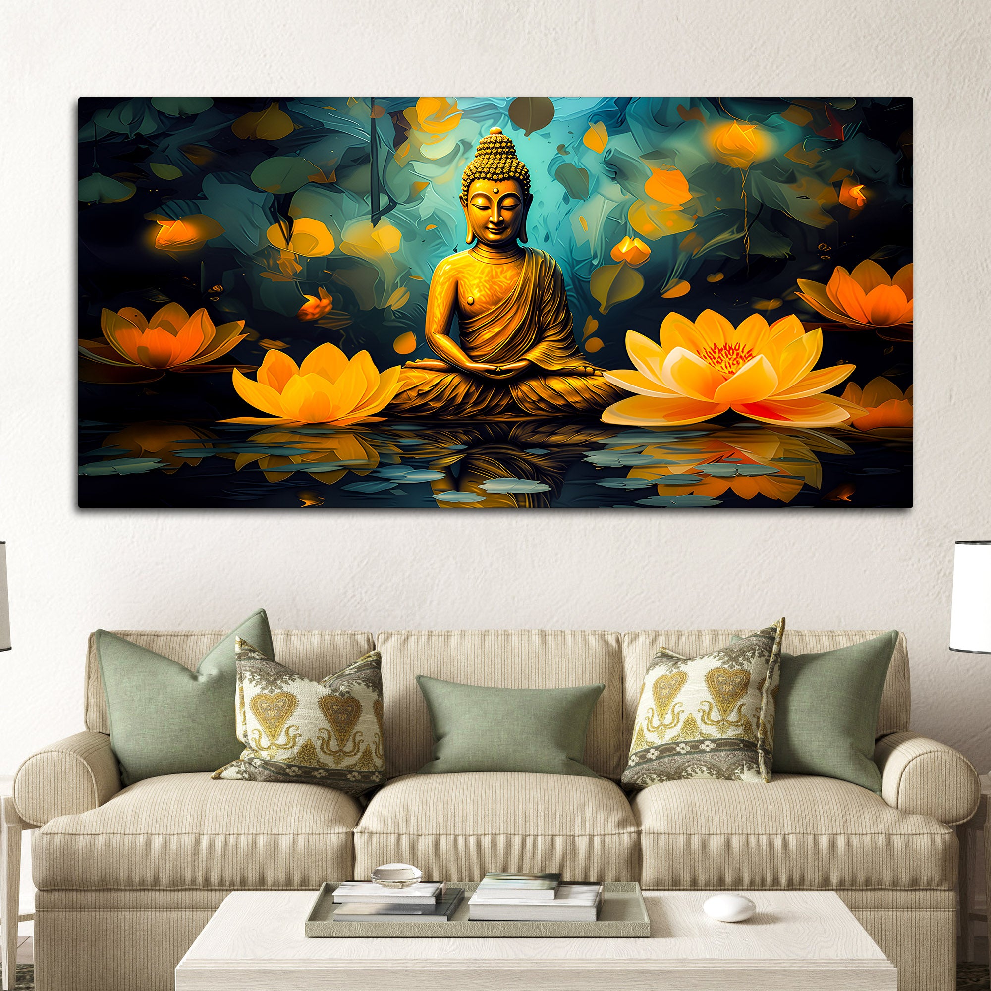 Luxury Gautam Buddha Canvas Painting for Elegant Wall Décor