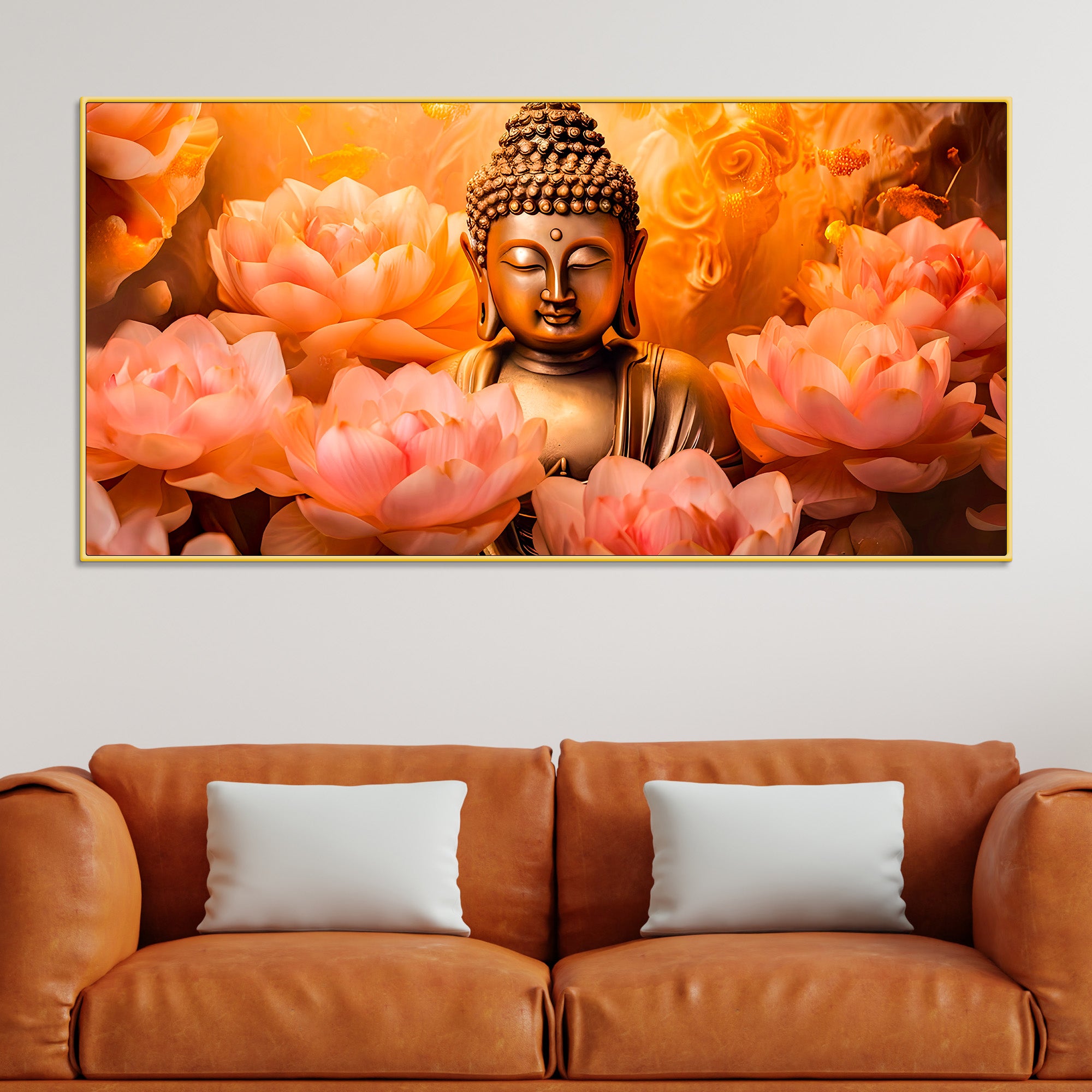 luxury-gautam-buddha-lotus-canvas-for-spiritual-home-decoration