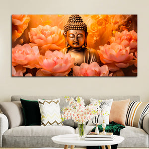 Luxury Gautam Buddha Lotus Canvas for Spiritual Home Decoration
