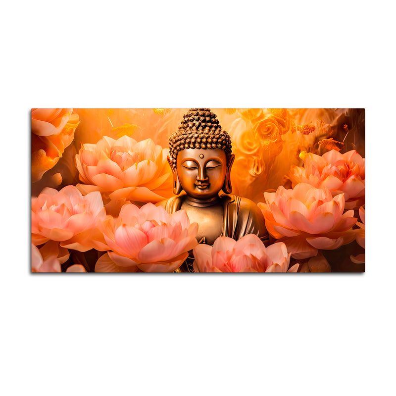 Luxury Gautam Buddha Lotus Canvas for Spiritual Home Decoration