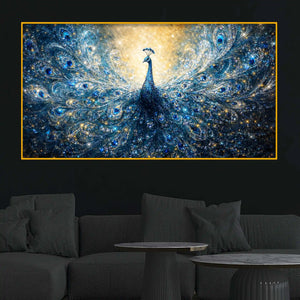 Luxury Glowing Peacock Crystal Glass Wall Painting for Premium Home Décor