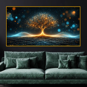 Luxury Glowing Tree of Life Crystal Glass Wall Painting for Office & Home