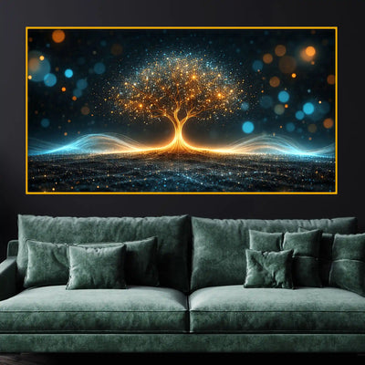 Luxury Glowing Tree of Life Crystal Glass Wall Painting for Office & Home