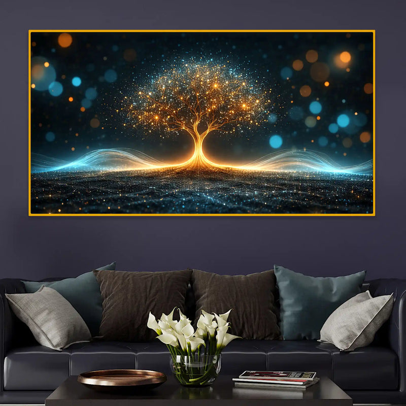Luxury Glowing Tree of Life Crystal Glass Wall Painting for Office & Home