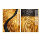 Luxury Gold and Black Concentric Circle Acrylic Floating Wall Painting Set of 2
