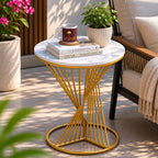 Luxury Gold Marble Accent Side Table for Living Room