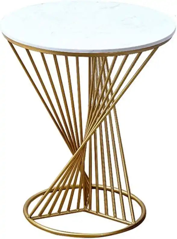 Luxury Gold Marble Accent Side Table for Living Room
