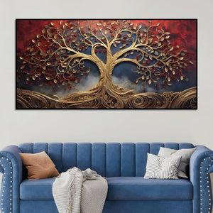 Luxury Gold Tree Canvas Wall Art Abstract Nature Painting