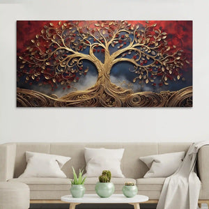 Luxury Gold Tree Canvas Wall Art Abstract Nature Painting