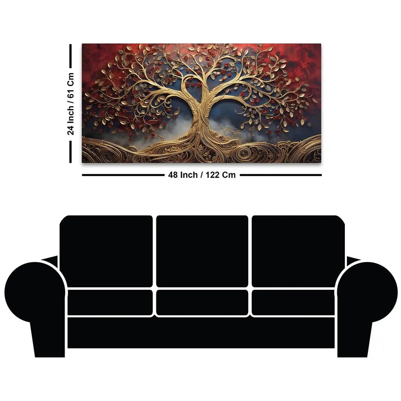 Luxury Gold Tree Canvas Wall Art Abstract Nature Painting