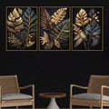 luxury-golden-botanical-leaves-floating-frame-crystal-wall-painting-set-of-3