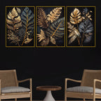 luxury-golden-botanical-leaves-floating-frame-crystal-wall-painting-set-of-3