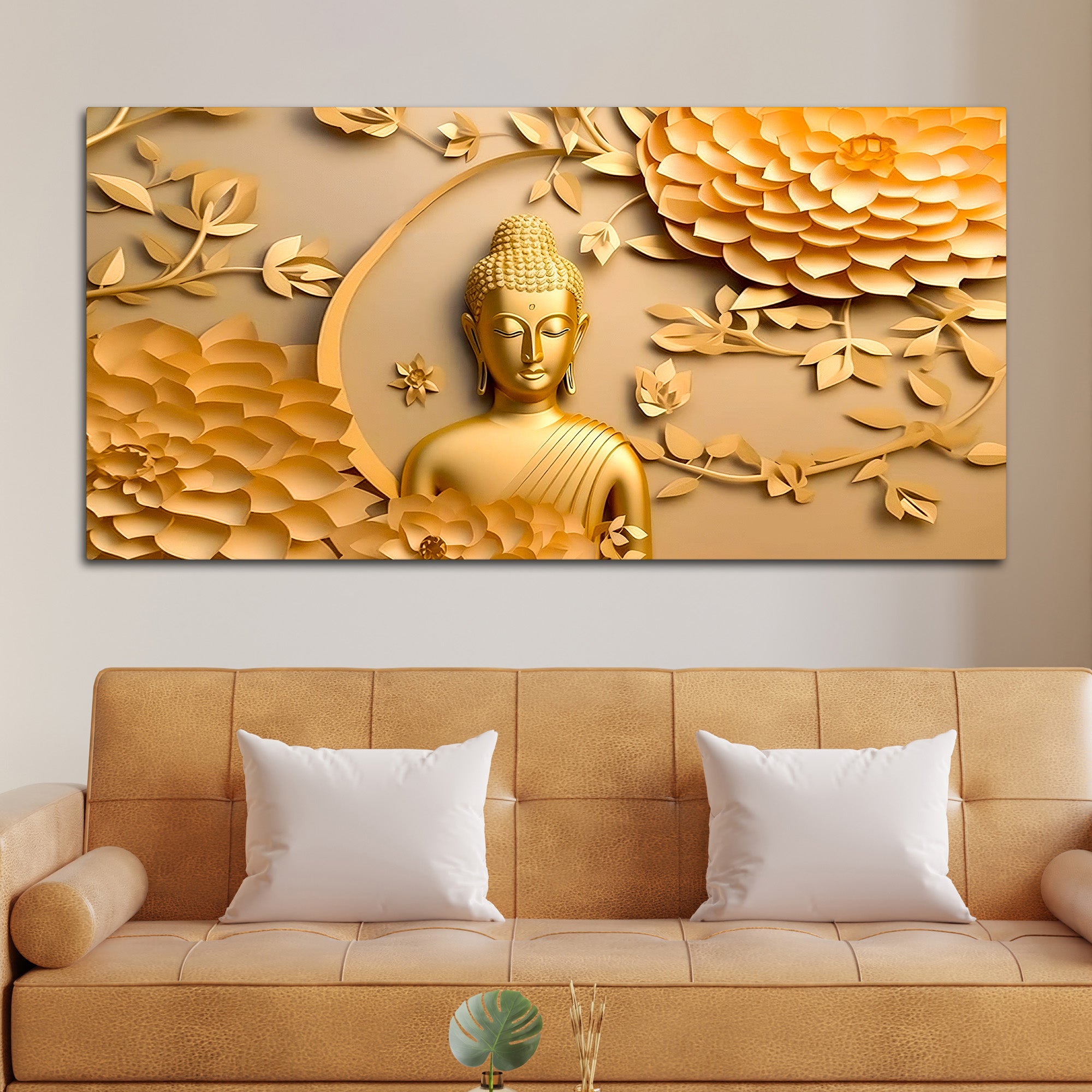 Luxury Golden Buddha Canvas Wall Painting for Living Room