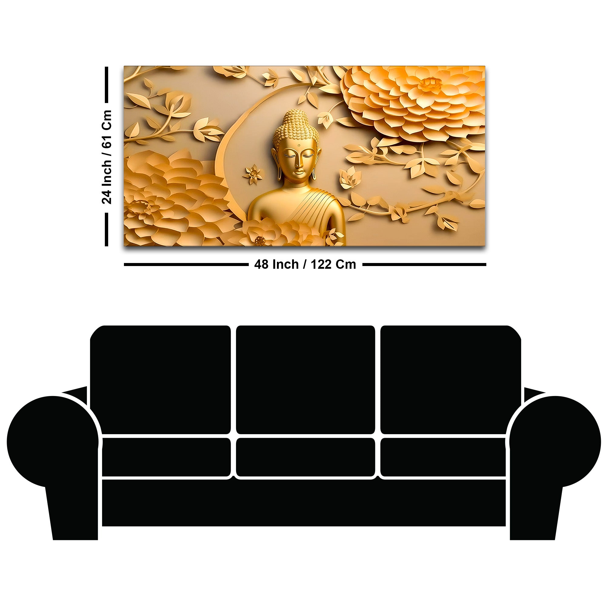 Luxury Golden Buddha Canvas Wall Painting for Living Room