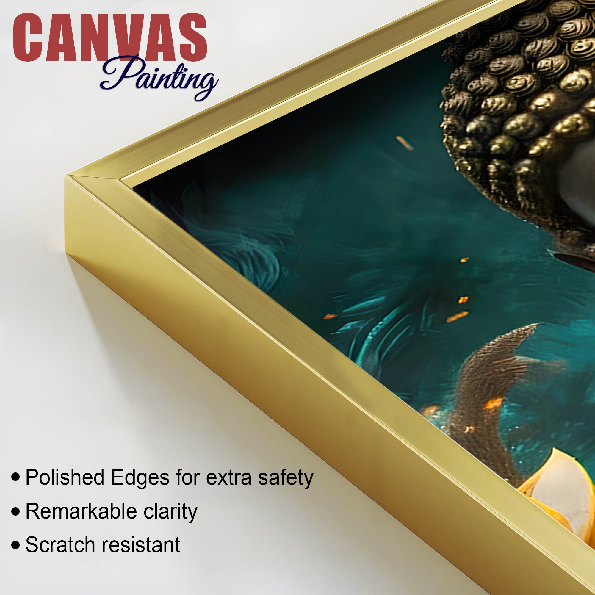 Luxury Golden Buddha Floral Wall Painting