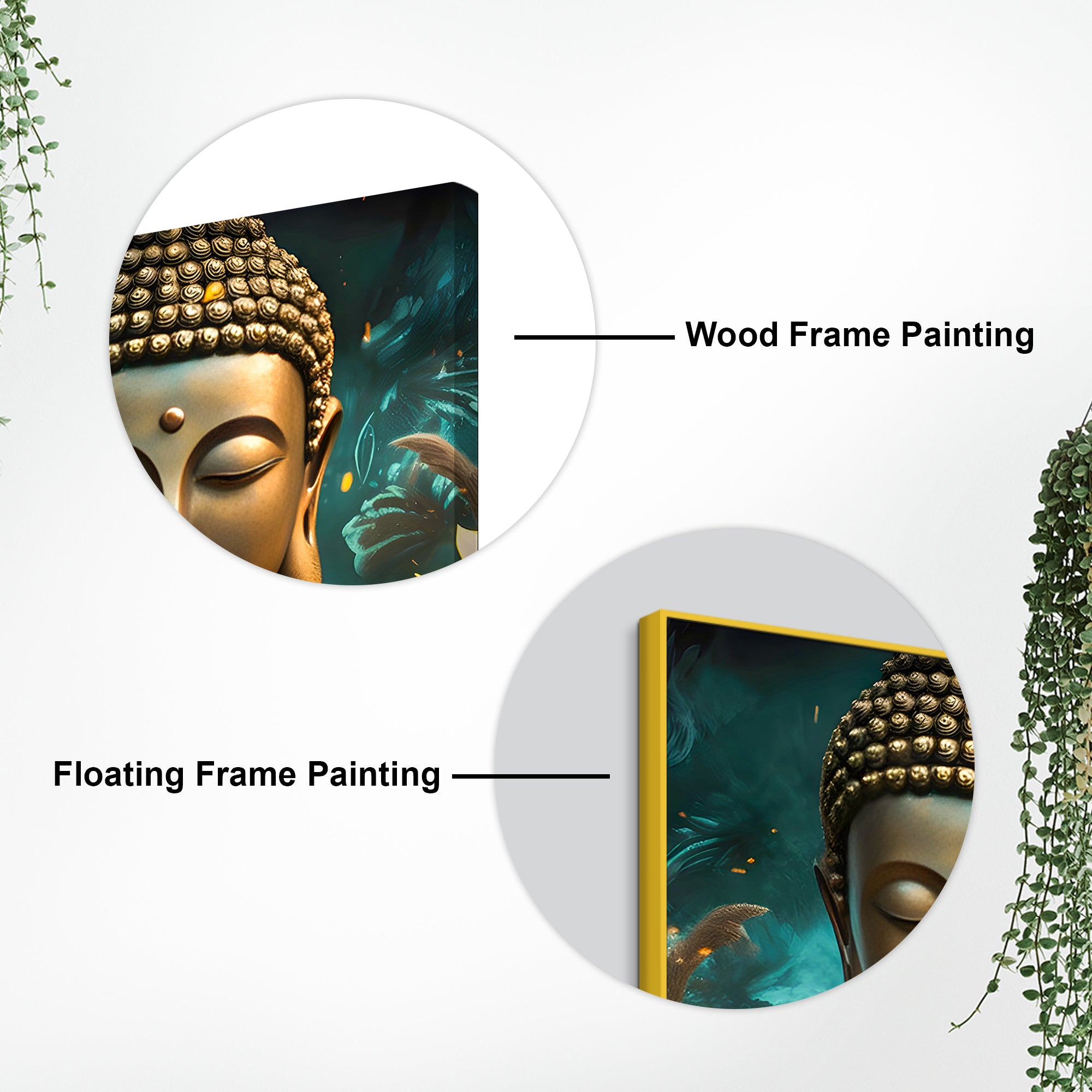 Luxury Golden Buddha Floral Wall Painting
