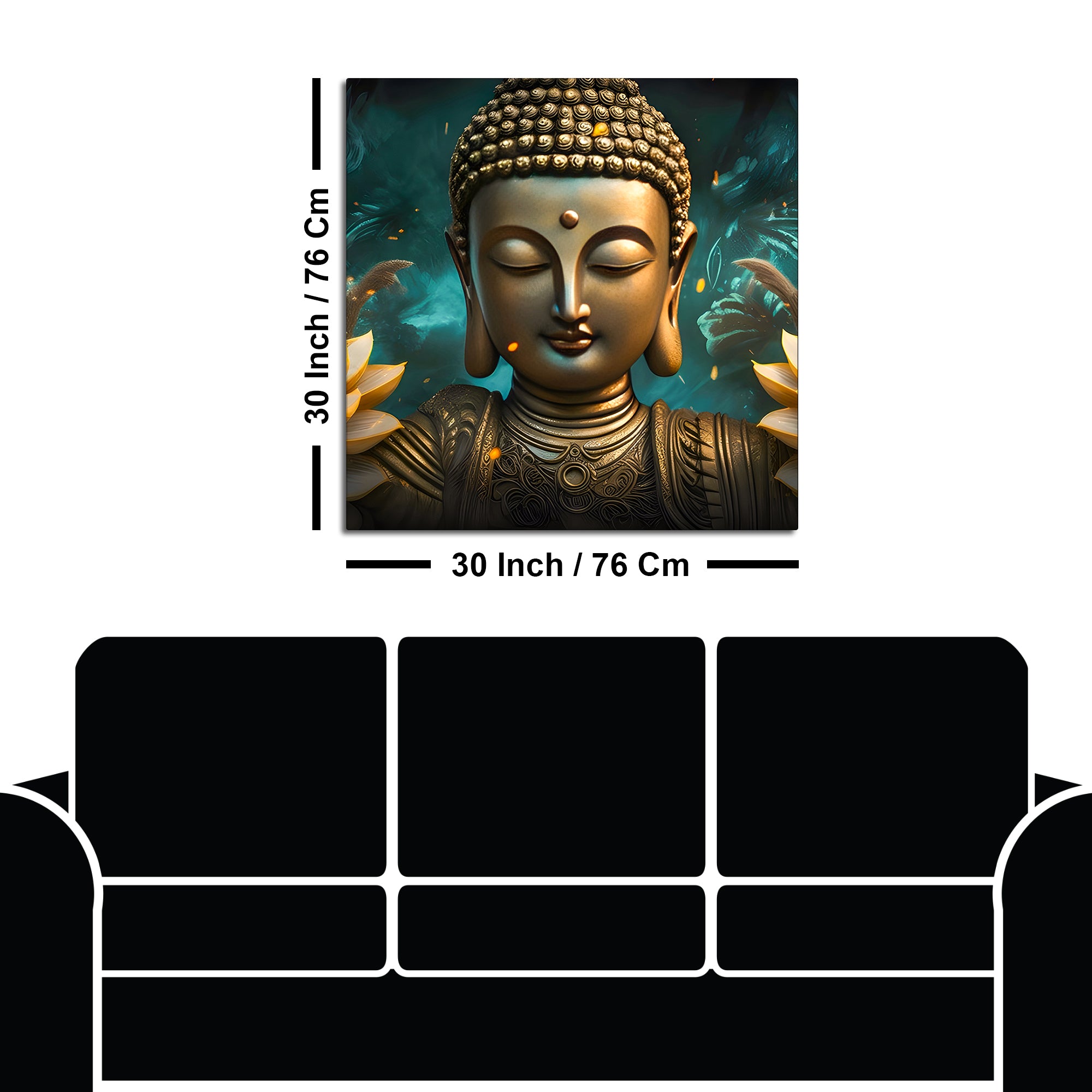 Luxury Golden Buddha Floral Wall Painting