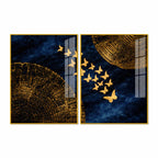 Luxury Golden Butterfly Elegance Acrylic Floating Wall Painting Set of 2