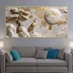 Luxury Golden Crane Zen Landscape 3D Canvas Wall Painting